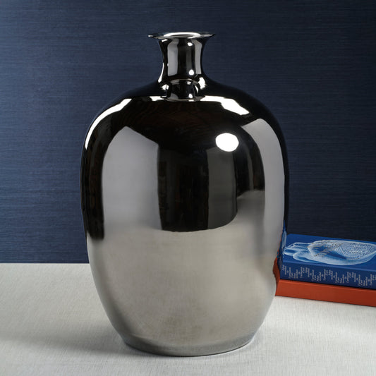 Stella Silver Metallic Ceramic Vase - Vases by Carlyle Avenue