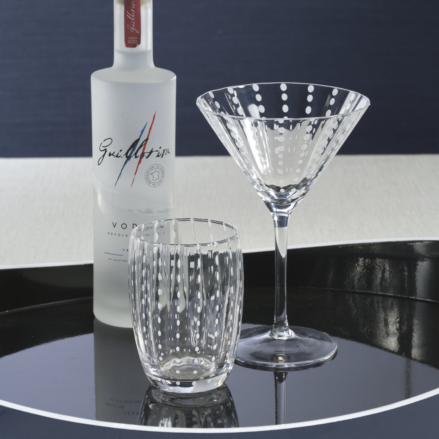 Portofino White Dot Glassware - Clear - Drinkware Sets by Carlyle Avenue