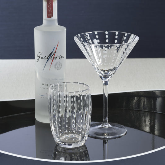 Portofino White Dot Glassware - Clear - Drinkware Sets by Carlyle Avenue