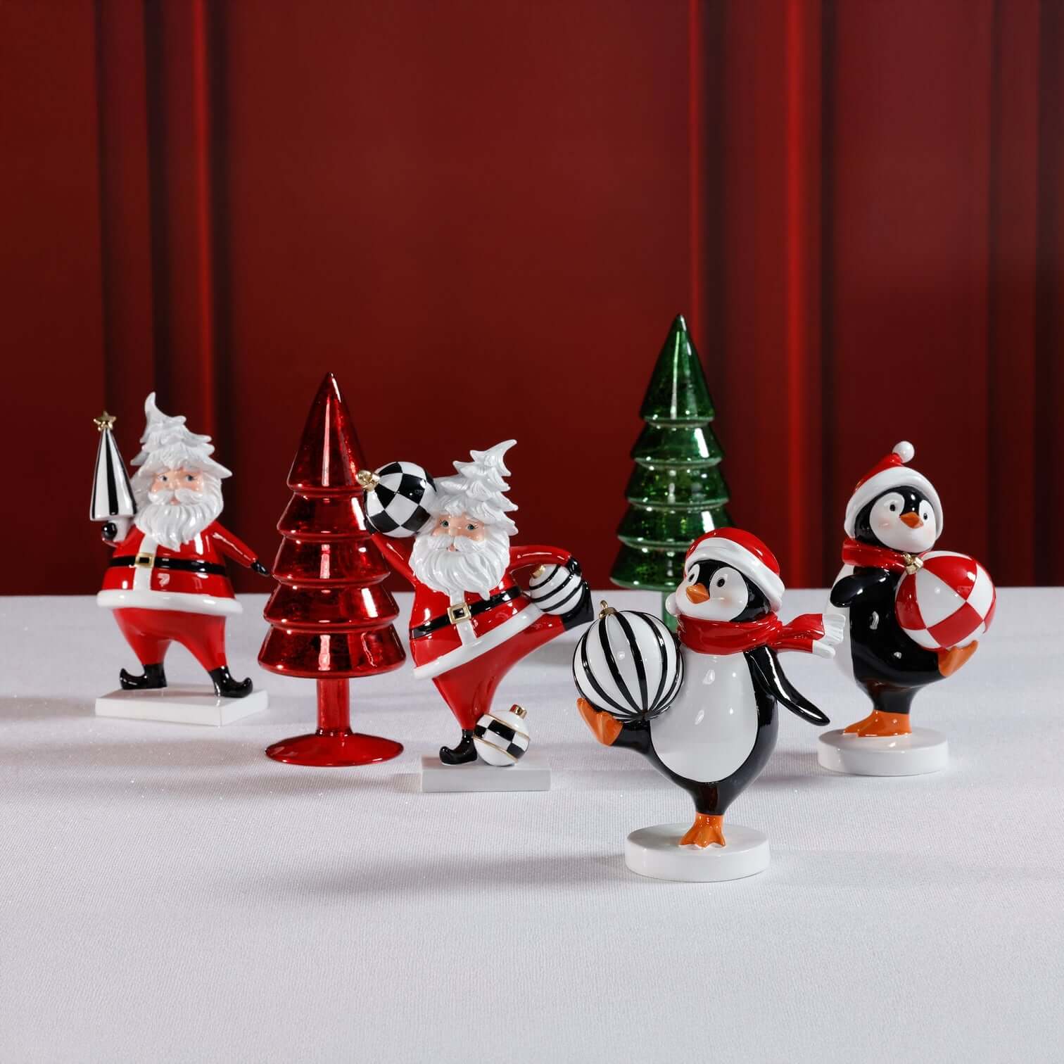 The Festive Four - 4 Assorted Pieces - Santa & Penguin - Christmas Decor by Carlyle Avenue