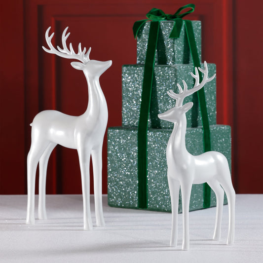 Pearl White Deer - Set of 2 Assorted - Christmas Decor by Carlyle Avenue