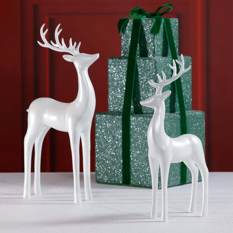 Pearl White Deer - Set of 2 Assorted - Christmas Decor by Carlyle Avenue