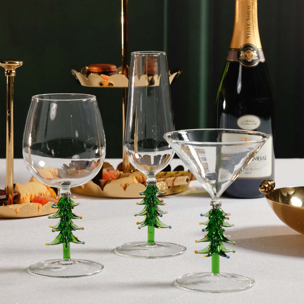 Christmas Tree Icon Glassware Collection - Green - Stemware by Carlyle Avenue