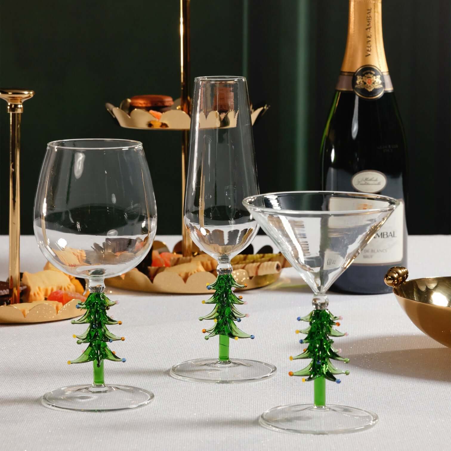 Christmas Tree Icon Glassware Collection - Green - Stemware by Carlyle Avenue