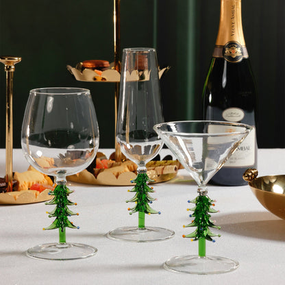 Christmas Tree Icon Glassware Collection - Green - Drinkware Sets by Carlyle Avenue