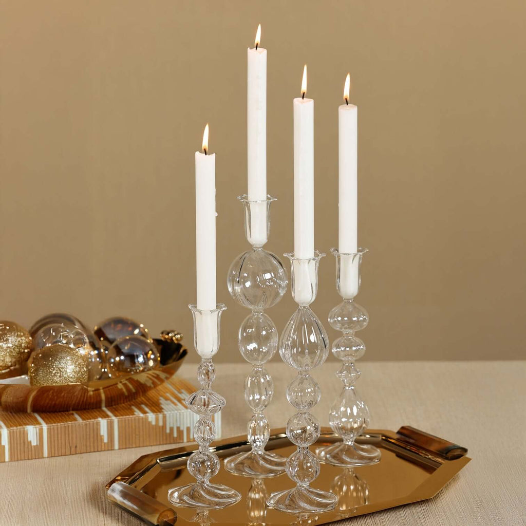 Marais Blown Glass Candle Holder - Clear - Candle Holders by Carlyle Avenue