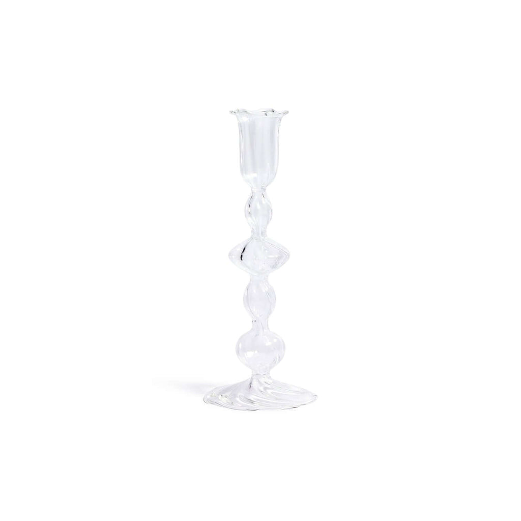 Marais Blown Glass Candle Holder - Clear - Candle Holders by Carlyle Avenue
