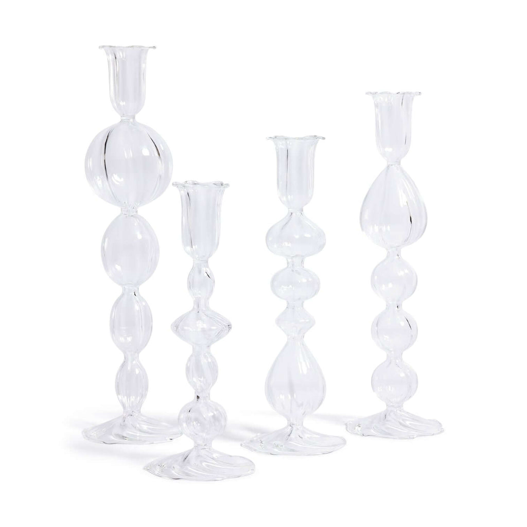 Marais Blown Glass Candle Holder - Clear - Candle Holders by Carlyle Avenue