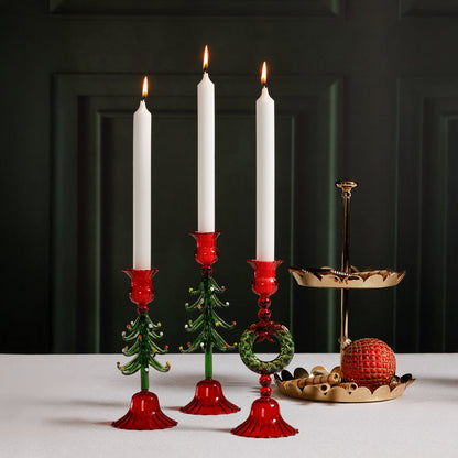 Decorative candle holders with candles on a dark background