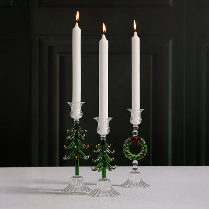 Holiday Icon Candle Holder - Clear & Green - Candle Holders by Carlyle Avenue