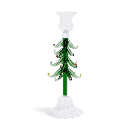 Holiday Icon Candle Holder - Clear & Green - Candle Holders by Carlyle Avenue