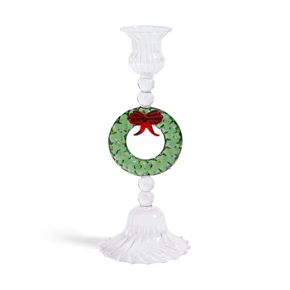Holiday Icon Candle Holder - Clear & Green - Candle Holders by Carlyle Avenue