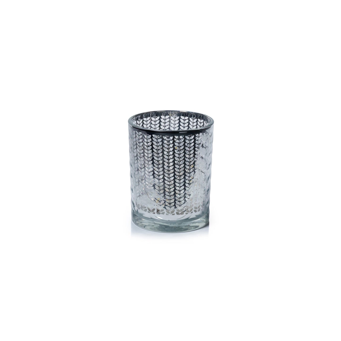 Laser Etched Metallic LED Hurricane - Silver - Candle Holders by Carlyle Avenue