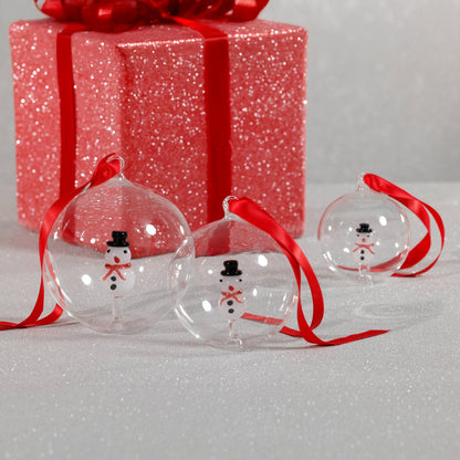 Clear Glass Snowman Ornament (SINGLE)