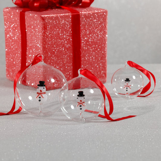 Clear Glass Snowman Ornament