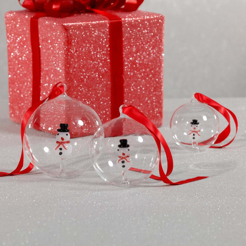 Clear Glass Snowman Ornament (SINGLE) - Ornaments by Carlyle Avenue