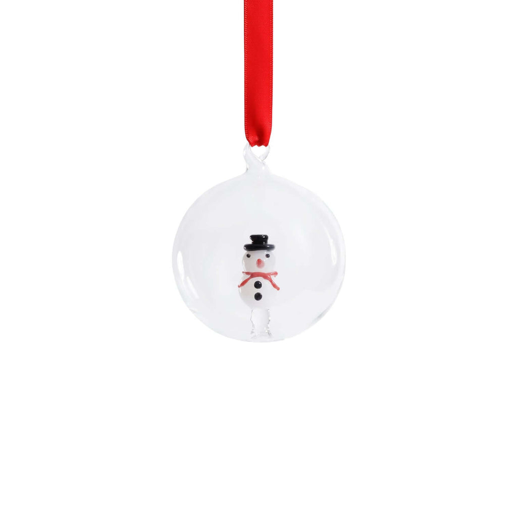Clear Glass Snowman Ornament (SINGLE) - Ornaments by Carlyle Avenue