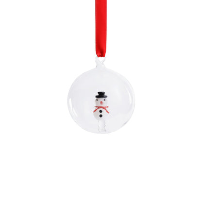 Clear Glass Snowman Ornament (SINGLE)