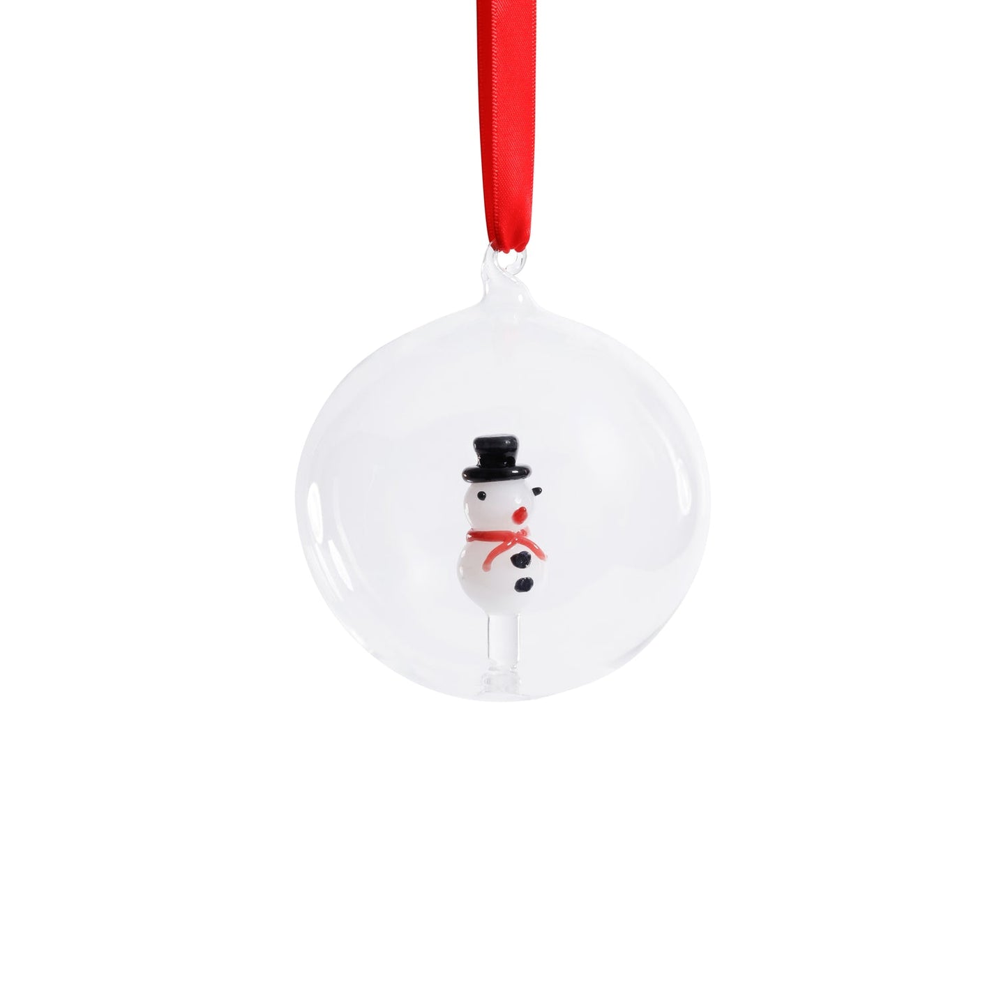 Clear Glass Snowman Ornament