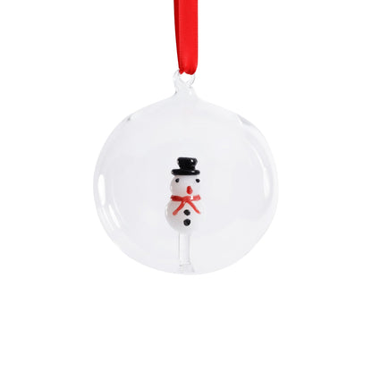 Clear Glass Snowman Ornament (SINGLE)