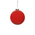 Red Flocked Glass Ball Ornament with Gold Glitter - Ornaments by Carlyle Avenue