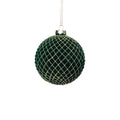 Green Flocked Glass Ball Ornament with Gold Glitter - Ornaments by Carlyle Avenue