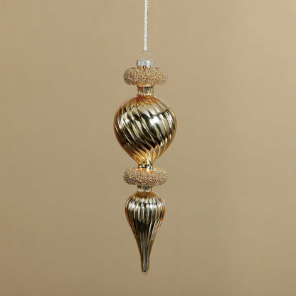 Gold Beaded Finial Ornament - Set of 4