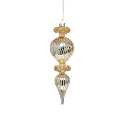 Gold Beaded Finial Ornament - Set of 4