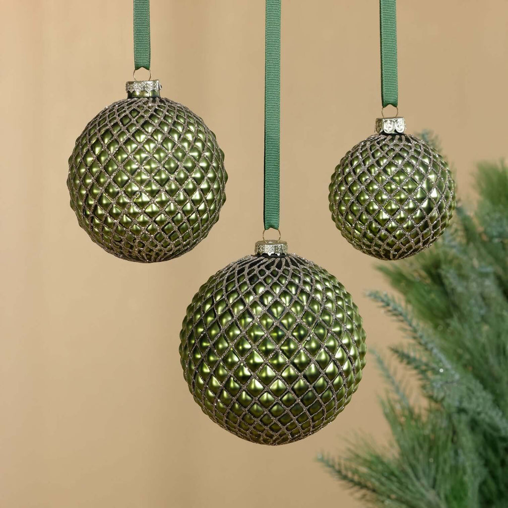 Metallic Glass Ball Ornament - Matte Green - Ornaments by Carlyle Avenue