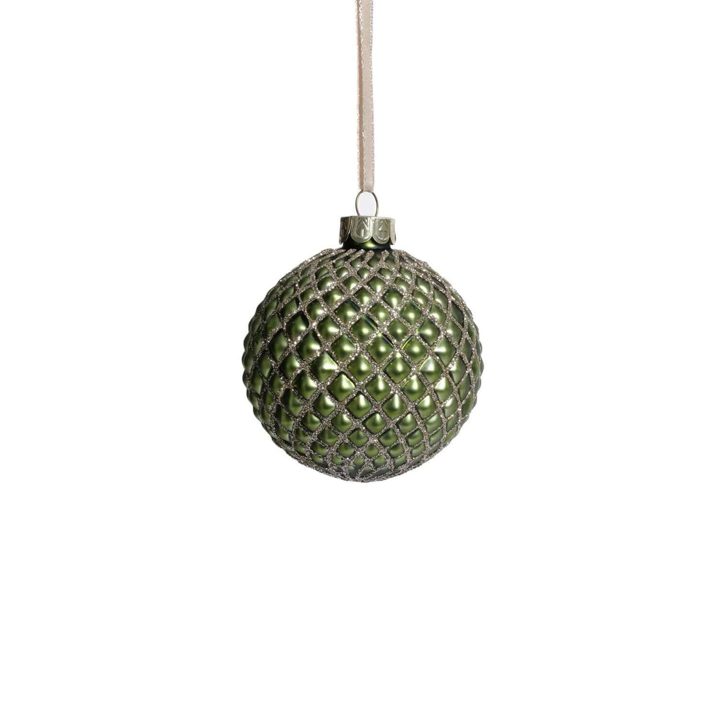 Metallic Glass Ball Ornament - Matte Green - Ornaments by Carlyle Avenue