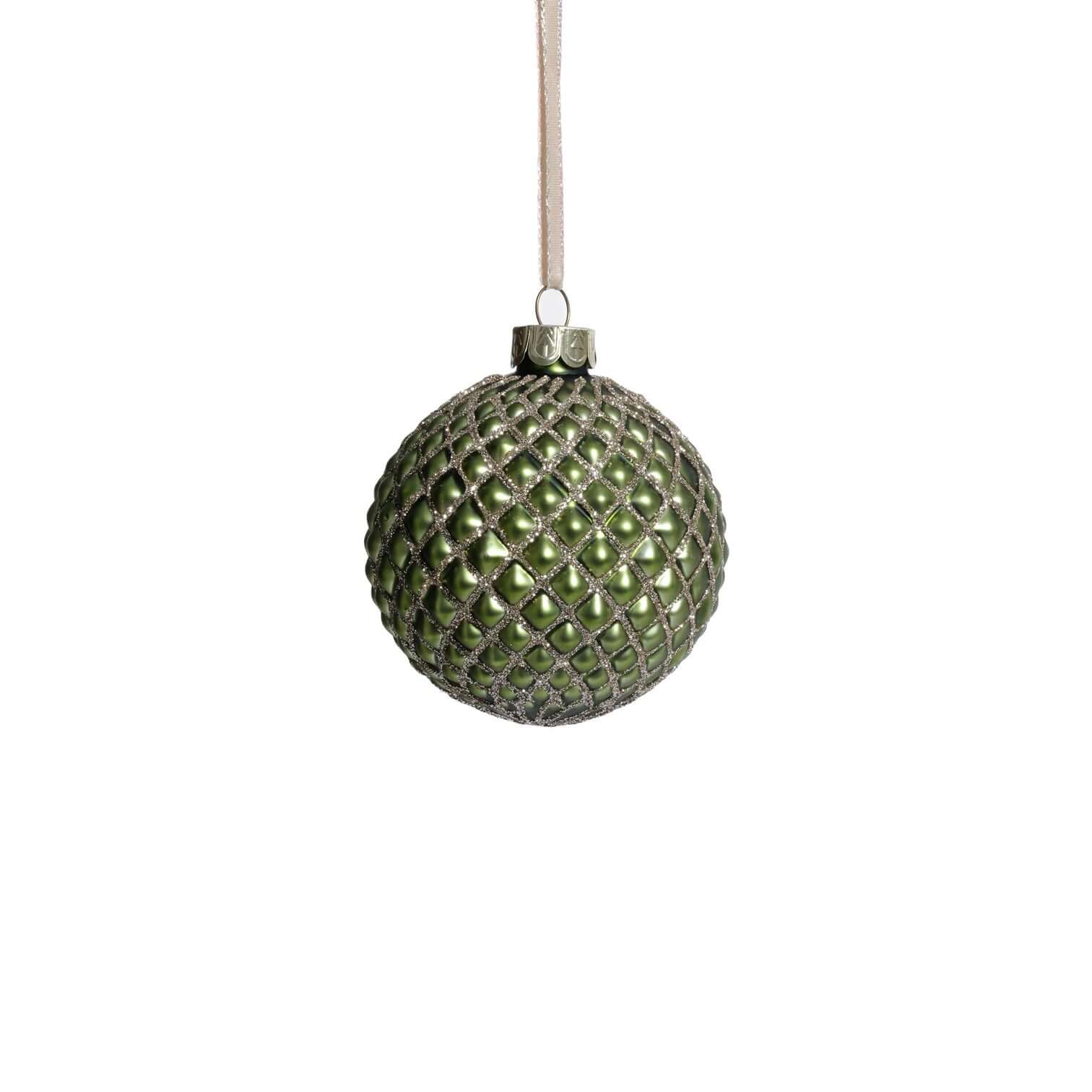 Metallic Glass Ball Ornament - Matte Green - Ornaments by Carlyle Avenue
