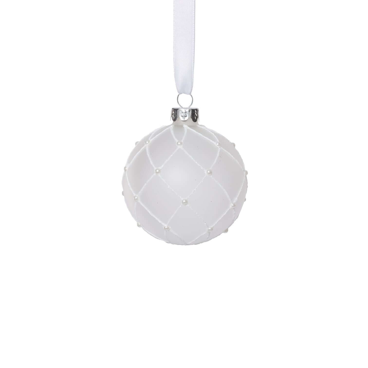 Frosted Glass Ball Ornament with White Glitter - Ornaments by Carlyle Avenue
