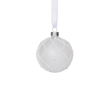 Frosted Glass Ball Ornament with White Glitter
