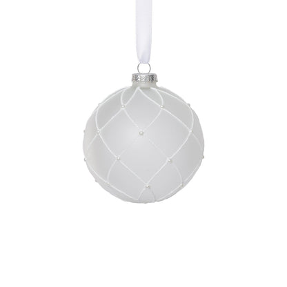 Frosted Glass Ball Ornament with White Glitter