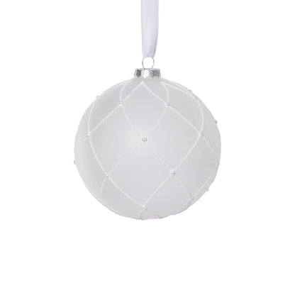 Frosted Glass Ball Ornament with White Glitter