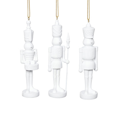 Set of 3 Assorted Soldier Ornament - White