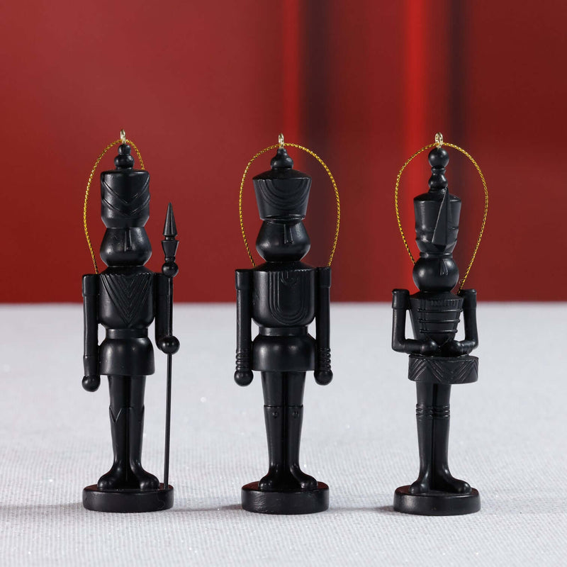 Set of 6 Assorted Soldier Ornament - Black