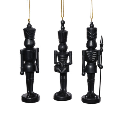 Set of 3 Assorted Soldier Ornament - Black
