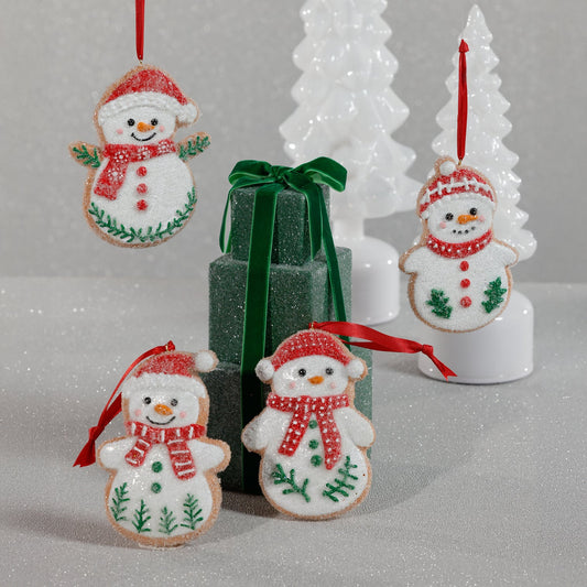 Cookie Snowman Ornaments - Set of 4 Assorted