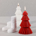 Après Ski Boots, Set of 6 Assorted white and red candle ornaments on a festive background.