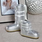 Après Ski Boots, Set of 6 Assorted - Silver decorative ornaments for holiday display.