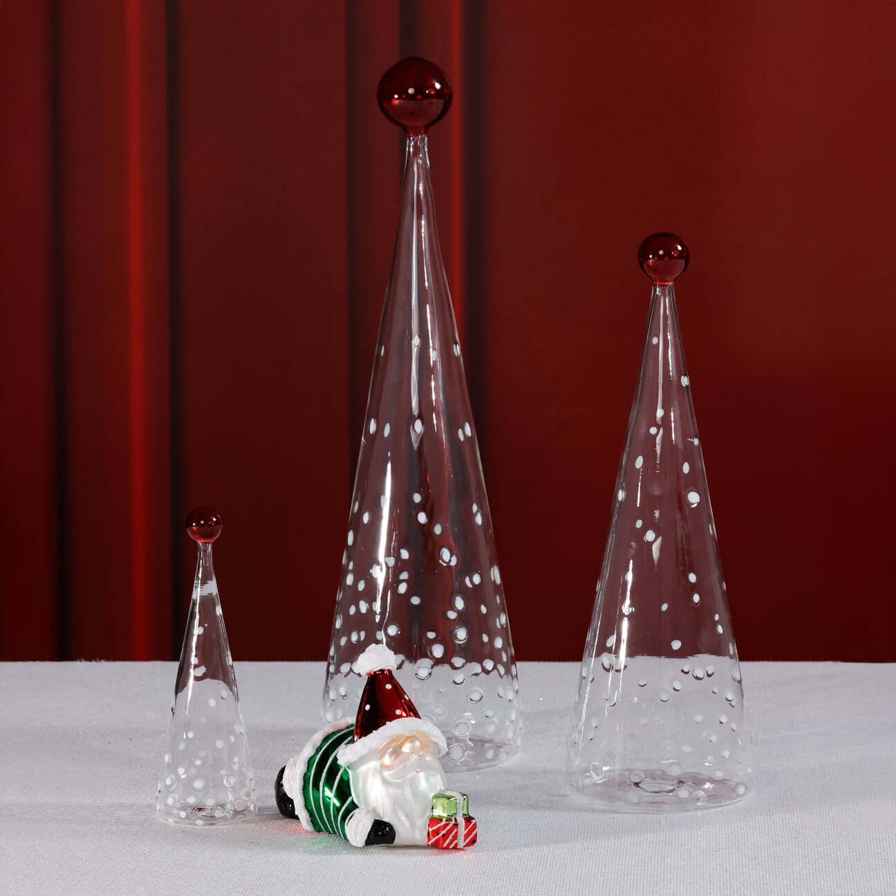 Glass Tree - White Dot Design - Holiday Decor by Carlyle Avenue
