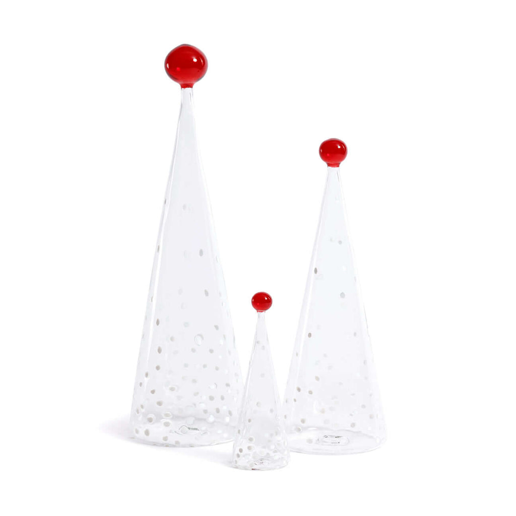 Glass Tree - White Dot Design - Holiday Decor by Carlyle Avenue