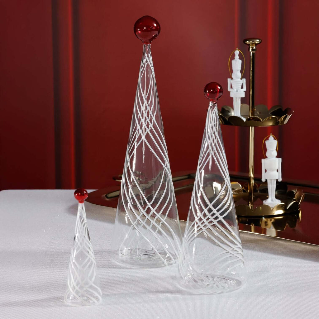 Glass Tree - White Swirl Design
