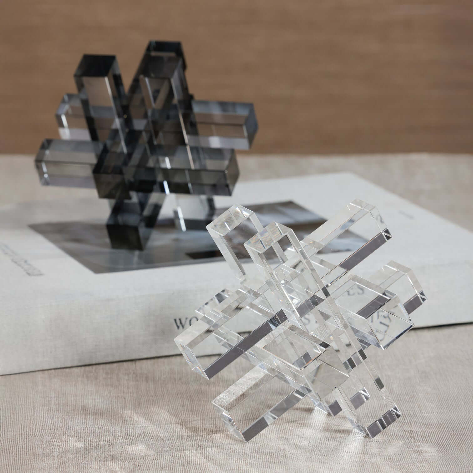 Crystal Glass Interlocking Bookends - Bookends by Carlyle Avenue