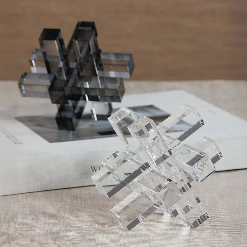 Crystal Glass Interlocking Bookends - Bookends by Carlyle Avenue