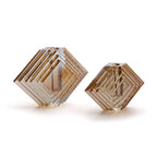 Stacked Concentric Diamond Motif Crystal Glass Vase - Amber - Vases by Carlyle Avenue