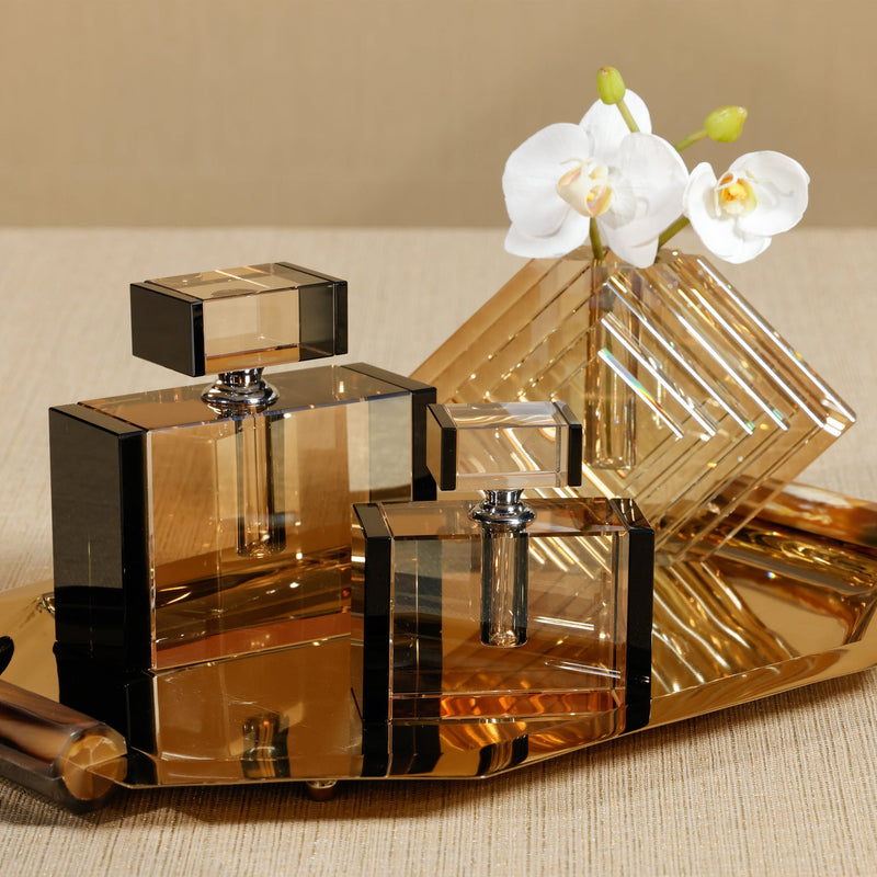 Tonal Crystal Glass Perfume Bottle - Black & Amber - Decorative Accessories by Carlyle Avenue