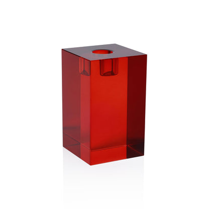 Crystal Glass Taper Holder - Red - Candle Holders by Carlyle Avenue