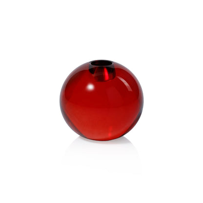 Crystal Glass Taper Holder - Red - Candle Holders by Carlyle Avenue